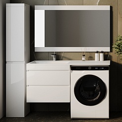 Style Line Мебель для ванной подвесная Даллас 130 Люкс L, белая PLUS	 – фотография-2